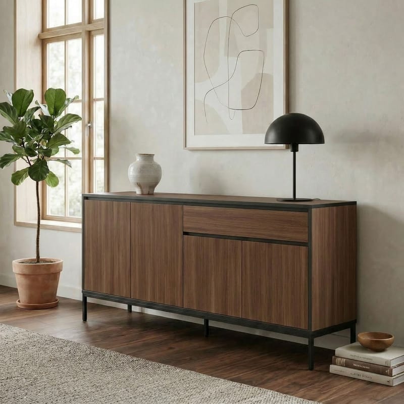 Velar Konsol 180x80x40 cm - Milano Walnut, Wood Black, Black - Förvaring - Förvaringsmöbler - Sideboard & skänk