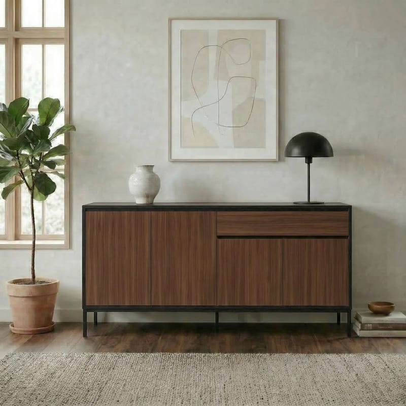 Velar Konsol 180x80x40 cm - Milano Walnut, Wood Black, Black - Förvaring - Förvaringsmöbler - Sideboard & skänk