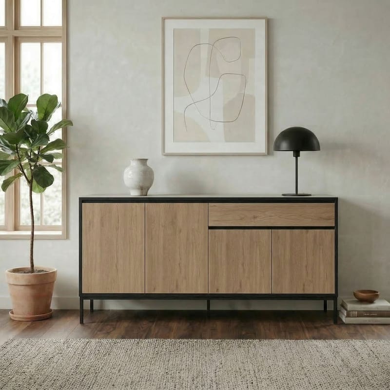Velar Konsol 180x80x40 cm - Naturlig ek, Wood Black, svart - Förvaring - Förvaringsmöbler - Sideboard & skänk