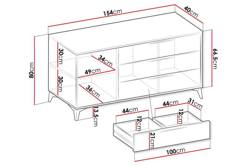 Vemdalen Byrå 154 cm - Beige - Förvaring - Förvaringsmöbler - Byrå