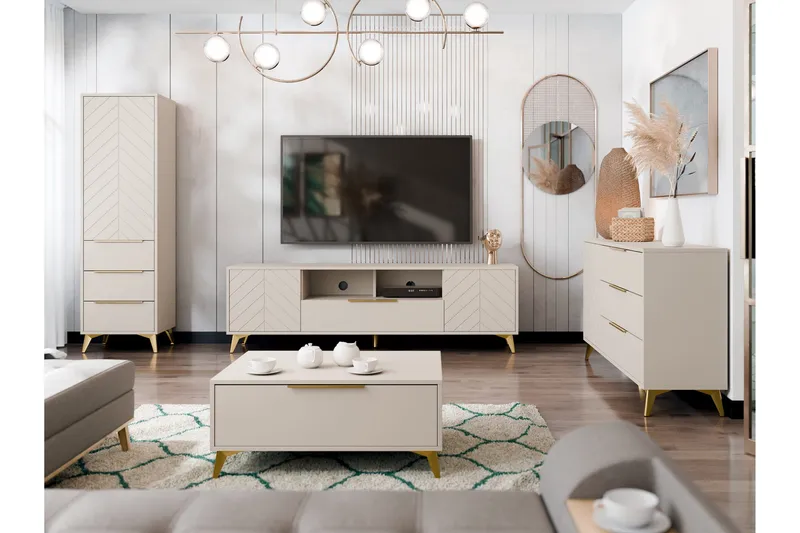 Vemdalen Möbelset För Vardagsrum - Sand beige - Förvaring - Förvaringsmöbler - Möbelset för vardagsrum