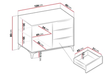 Vemdalen Skänk 104x40 cm - Beige - Förvaring - Förvaringsmöbler - Sideboard & skänk
