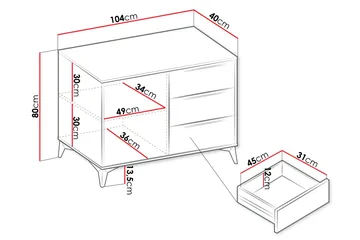 Vemdalen Skänk 104x40 cm - Vit - Förvaring - Förvaringsmöbler - Sideboard & skänk