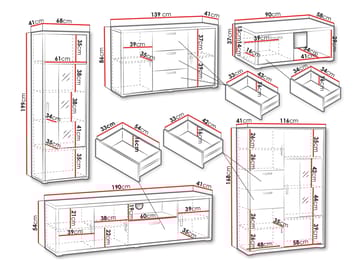Veyricus Möbelset för Vardagsrum - Förvaring - Förvaringsmöbler - Möbelset för vardagsrum