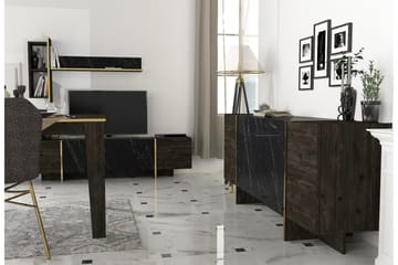 Veyron Möbelset För Vardagsrum - Svart/Guld - Förvaring - Förvaringsmöbler - Möbelset för vardagsrum