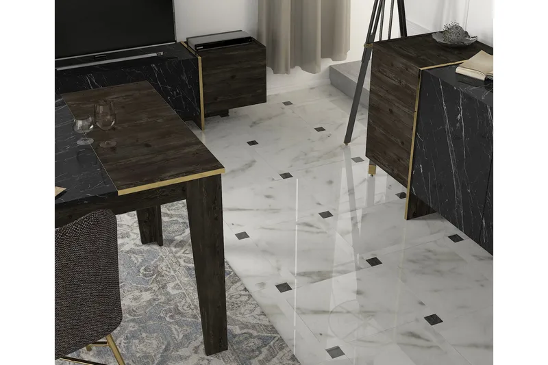 Veyron Möbelset För Vardagsrum - Svart/Guld - Förvaring - Förvaringsmöbler - Möbelset för vardagsrum