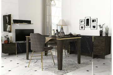 Veyron Möbelset För Vardagsrum - Svart/Guld - Förvaring - Förvaringsmöbler - Möbelset för vardagsrum