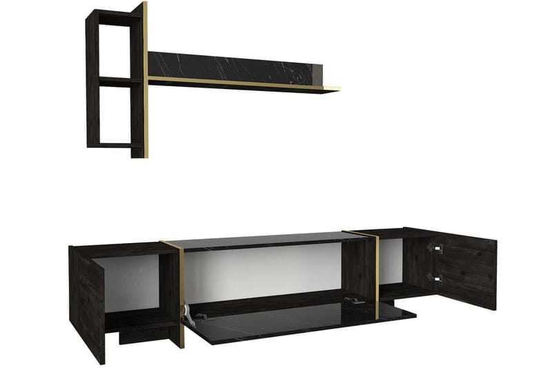 Veyron Möbelset För Vardagsrum - Svart/Guld - Förvaring - Förvaringsmöbler - Möbelset för vardagsrum
