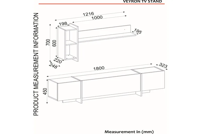 Veyron Möbelset För Vardagsrum - Svart/Guld - Förvaring - Förvaringsmöbler - Möbelset för vardagsrum