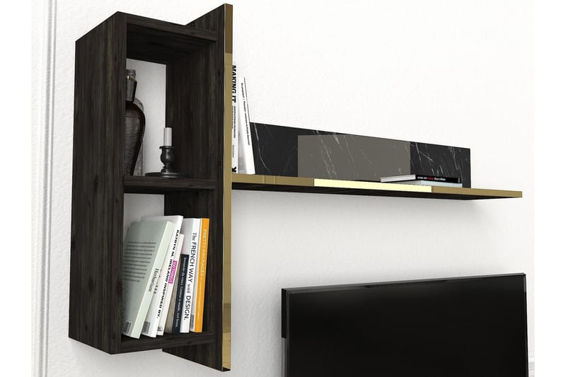 Veyron Möbelset För Vardagsrum - Svart/Guld - Förvaring - Förvaringsmöbler - Möbelset för vardagsrum