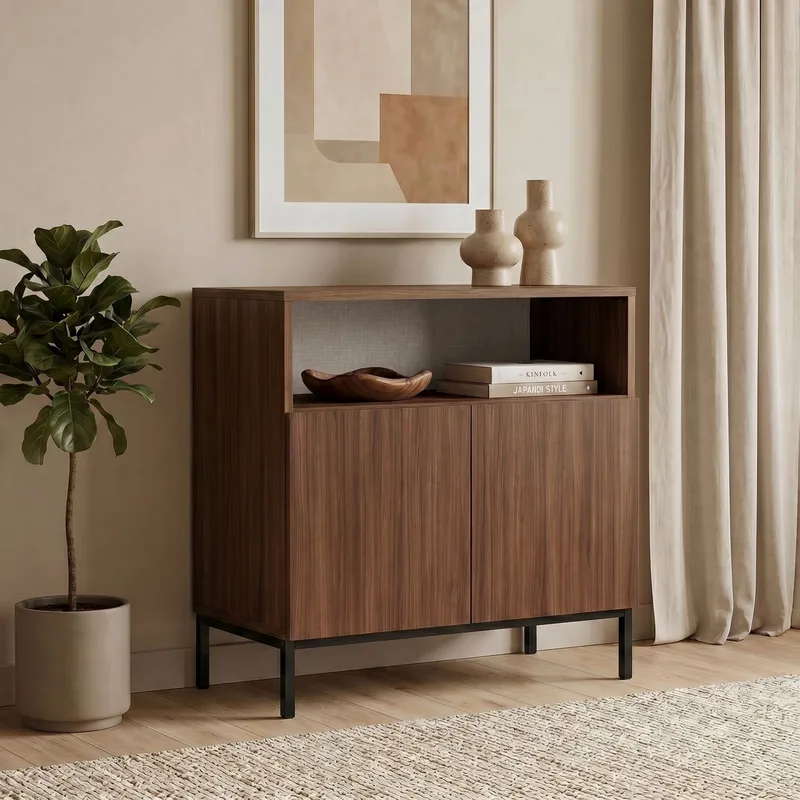 Vindor Sideboard 80x80x40 cm - Milano Walnut och svart - Förvaring - Förvaringsmöbler - Sideboard & skänk