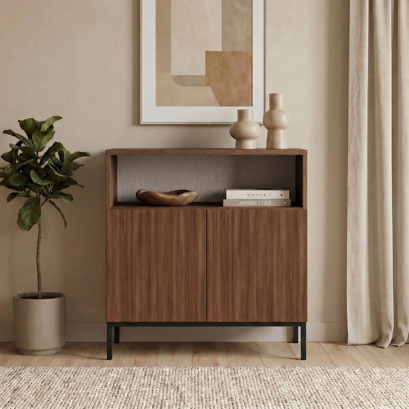 Vindor Sideboard 80x80x40 cm - Milano Walnut och svart - Förvaring - Förvaringsmöbler - Sideboard & skänk