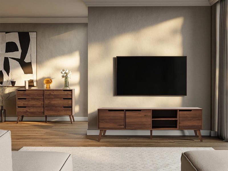 Virello Möbelset vardagsrum - Tv-bänk och skänk - brun - Förvaring - Förvaringsmöbler - Möbelset för vardagsrum