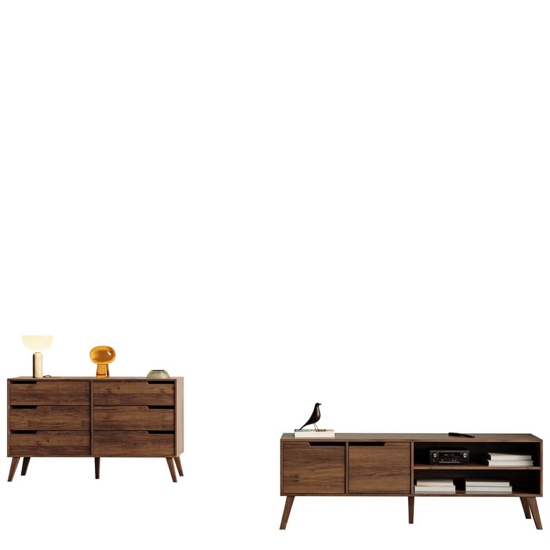 Virello Möbelset vardagsrum - Tv-bänk och skänk, brun