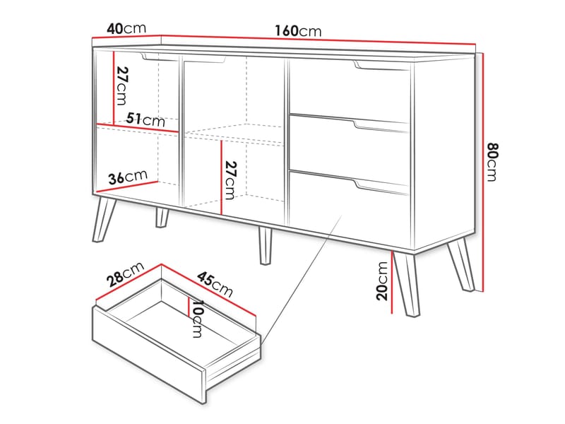 Virello Skänk 160 cm - beige - Förvaring - Förvaringsmöbler - Sideboard & skänk