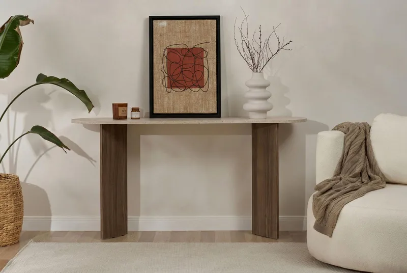 Yeno Sideboard 150x75x35 cm - Travertin, Venezia-valnöt - Förvaring - Förvaringsmöbler - Sideboard & skänk