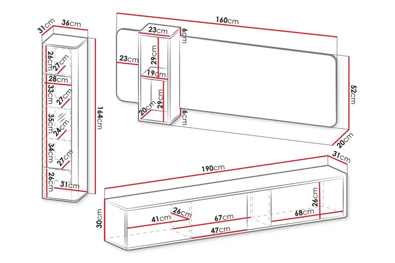 Zalricus Möbelset För Vardagsrum - Beige - Förvaring - Förvaringsmöbler - Möbelset för vardagsrum