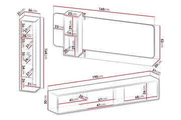 Zalricus Möbelset För Vardagsrum - Beige - Förvaring - Förvaringsmöbler - Möbelset för vardagsrum