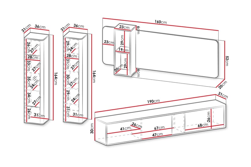 Zalricus Möbelset För Vardagsrum - Beige - Förvaring - Förvaringsmöbler - Möbelset för vardagsrum