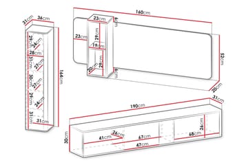 Zalricus Möbelset För Vardagsrum - Beige - Förvaring - Förvaringsmöbler - Möbelset för vardagsrum