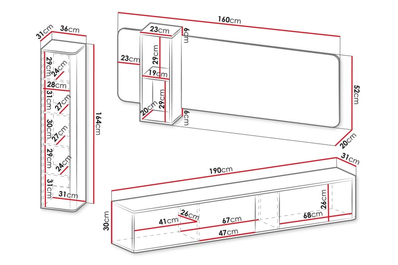 Zalricus Möbelset För Vardagsrum - Beige - Förvaring - Förvaringsmöbler - Möbelset för vardagsrum