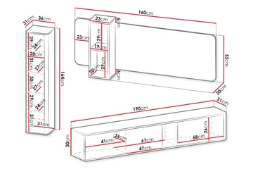 Zalricus Möbelset För Vardagsrum - Beige - Förvaring - Förvaringsmöbler - Möbelset för vardagsrum
