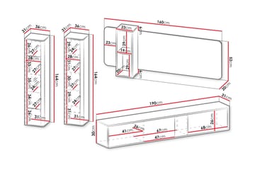 Zalricus Möbelset För Vardagsrum - Beige - Förvaring - Förvaringsmöbler - Möbelset för vardagsrum