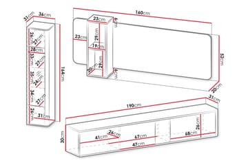 Zalricus Möbelset För Vardagsrum - Beige - Förvaring - Förvaringsmöbler - Möbelset för vardagsrum