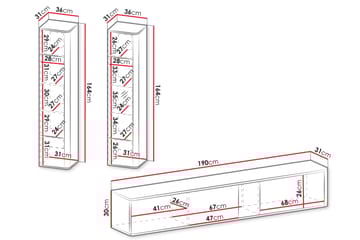 Zalricus Möbelset För Vardagsrum - Beige - Förvaring - Förvaringsmöbler - Möbelset för vardagsrum