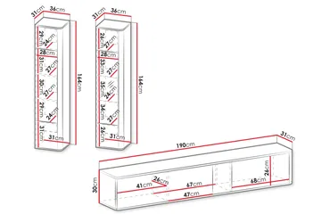 Zalricus Möbelset För Vardagsrum - Beige - Förvaring - Förvaringsmöbler - Möbelset för vardagsrum