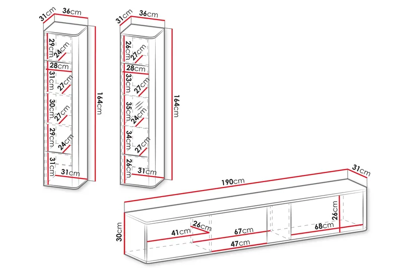 Zalricus Möbelset För Vardagsrum - Beige - Förvaring - Förvaringsmöbler - Möbelset för vardagsrum