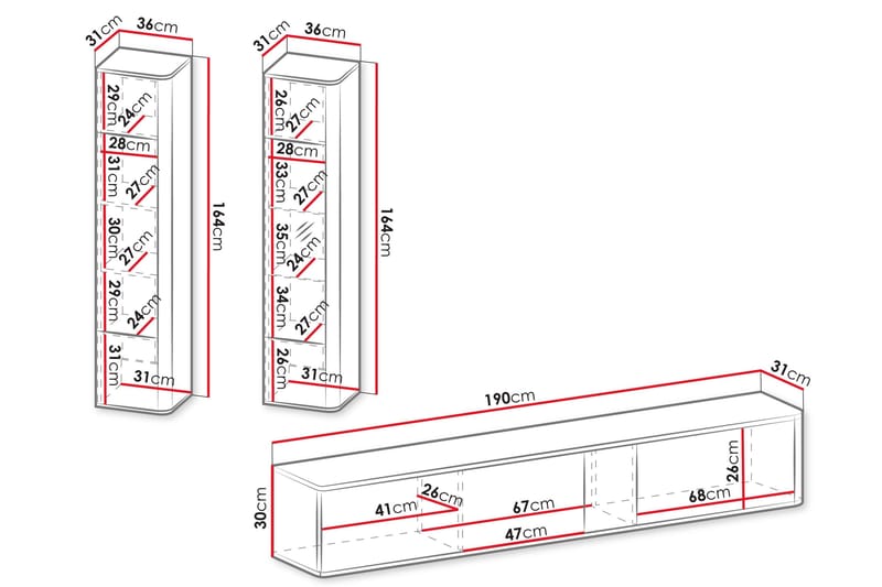 Zalricus Möbelset För Vardagsrum - Beige - Förvaring - Förvaringsmöbler - Möbelset för vardagsrum