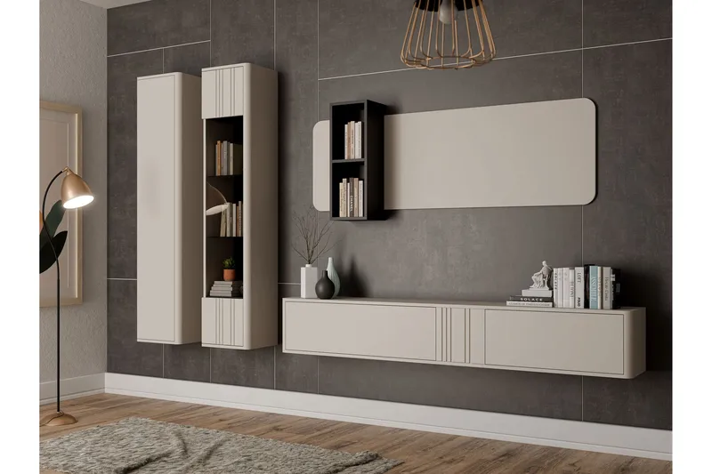 Zalricus Möbelset För Vardagsrum - Beige - Förvaring - Förvaringsmöbler - Möbelset för vardagsrum