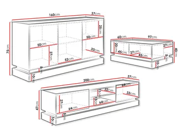 Zelric Möbelset För Vardagsrum - Beige - Förvaring - Förvaringsmöbler - Möbelset för vardagsrum