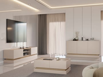 Zelric Möbelset För Vardagsrum - Beige - Förvaring - Förvaringsmöbler - Möbelset för vardagsrum