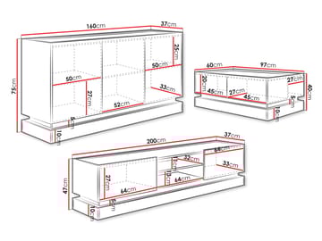 Zelric Möbelset För Vardagsrum - Beige - Förvaring - Förvaringsmöbler - Möbelset för vardagsrum