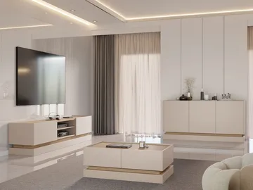 Zelric Möbelset För Vardagsrum - Beige - Förvaring - Förvaringsmöbler - Möbelset för vardagsrum