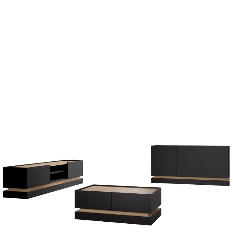 Zelric Möbelset För Vardagsrum, Svart