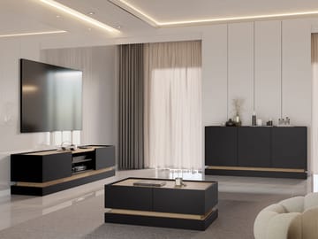 Zelric Möbelset För Vardagsrum - Svart - Förvaring - Förvaringsmöbler - Möbelset för vardagsrum