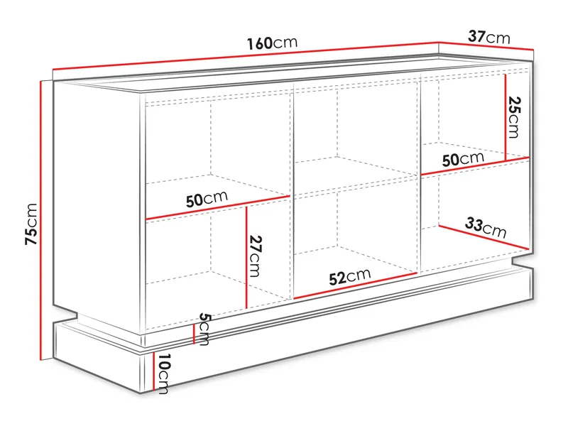Zelric Skänk 160x37 cm - Beige - Förvaring - Förvaringsmöbler - Sideboard & skänk