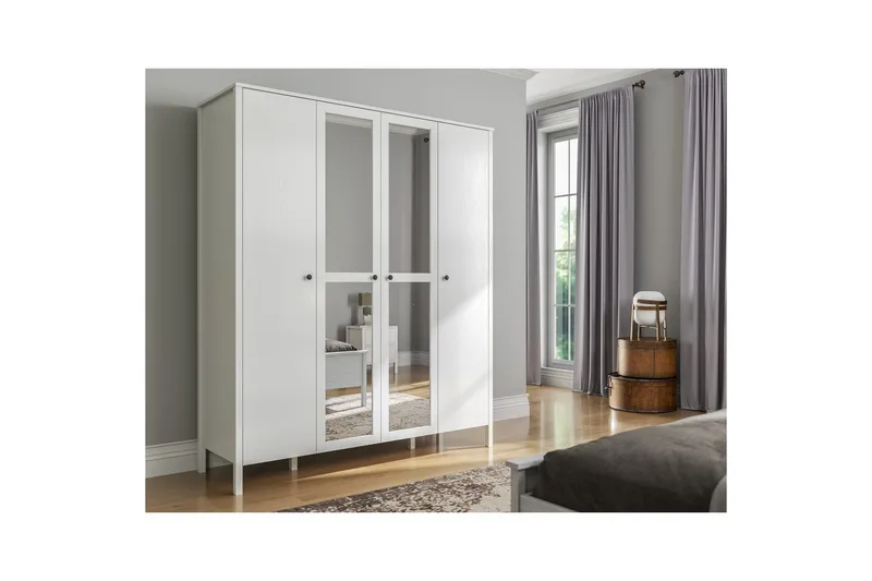 Ferra Garderob med Spegel 180,8x215 cm - Natur/Vit - Förvaring - Garderober & garderobssystem