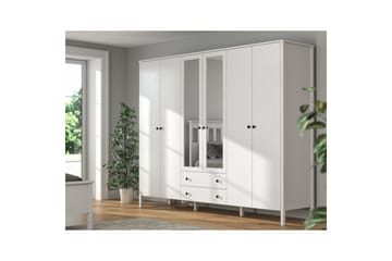 Ferra Garderob med Spegel 240x195 cm - Natur/Vit - Förvaring - Garderober & garderobssystem