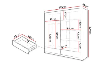 Forba Garderob med Spegel 213x209 cm - Vit - Förvaring - Garderober & garderobssystem