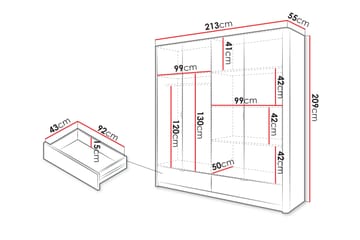 Forba Garderob med Spegel 213x209 cm - Vit - Förvaring - Garderober & garderobssystem