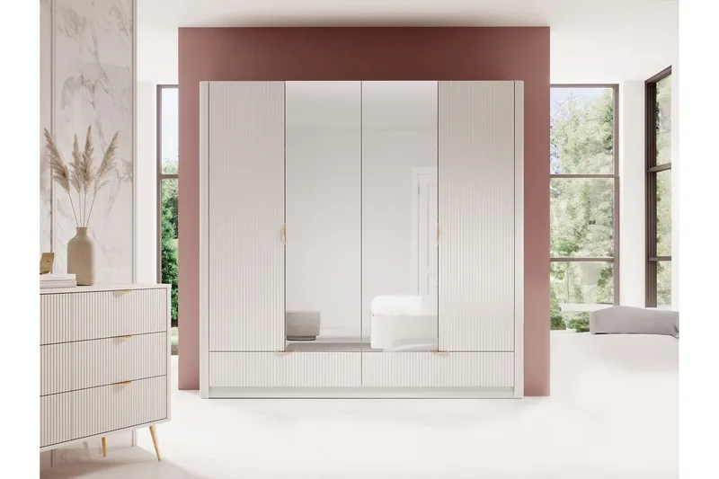 Forba Garderob med Spegel 213x209 cm - Vit - Förvaring - Garderober & garderobssystem