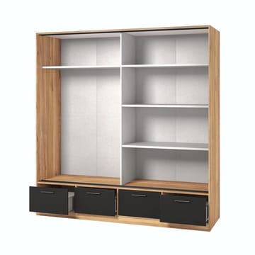 Garderob med spegel Beta 2 skjutdörr med 4 lådor - Förvaring - Garderober & garderobssystem