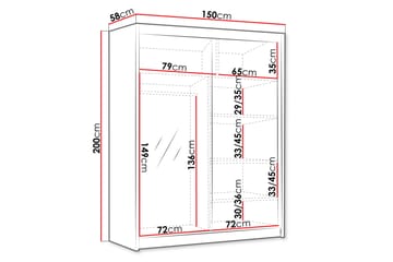 Garderob med Spegel Emet 150x200 cm - Vit - Förvaring - Garderober & garderobssystem