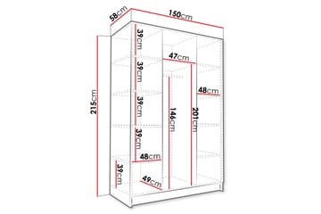 Garderob med Spegel Herrljunga 150 cm - Svart - Förvaring - Garderober & garderobssystem