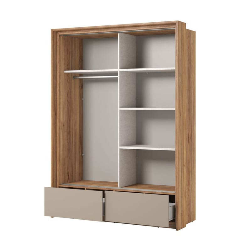 Garderob med spegel Impressio 2 skjutdörrar med 2 lådor - 159 cm - Förvaring - Garderober & garderobssystem