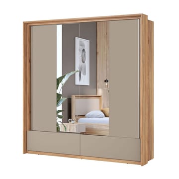 Garderob med spegel Impressio 2 skjutdörrar med 2 lådor - 209 cm - Förvaring - Garderober & garderobssystem